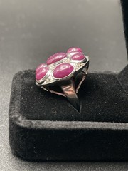 🔥Vintage Cabochon Rough Rubies Ruby Sterling Silver 925 Statement Ring Size 10