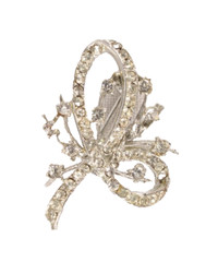 Vintage Rhinestone Pin Brooch Floral and Ribbon Design 1.5 Inches Long WOW!