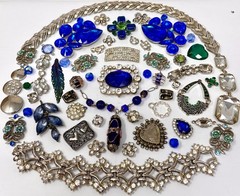 Lot Vintage & Modern Jewelry Parts Broken Repurpose Craft Rhinestones Harvest L