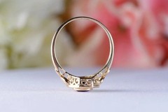 Art Deco Amethyst & Emerald Lab Created Diamond Wedding Ring 14K Yellow Gold FN