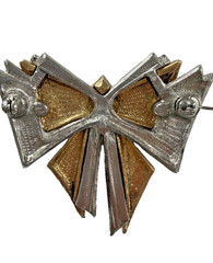 Vintage AVON Art Deco Bow Two Tone Pin Brooch & Earrings Set Stylepoints 1995