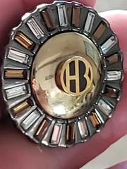 Henri Bendel New York Art Deco Brooch Radiating Baguette Crystals Hematite Vtg