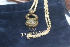 1890s Seal Pendant Roman Greek Emperor Intaglio Solid 10K Gold 3 MM Necklace 18″