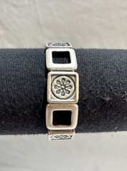 Women’s Silver‑Tone Stretch Panel Bracelet Floral Engraved Boho Vintage Style