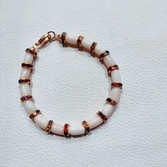 Natural Sea Coral Brass Handmade Bracelet Japanese Coral Gemstone Beads Bracelet