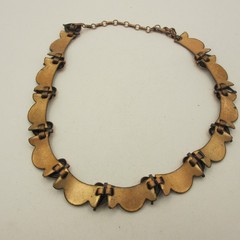 Vintage Copper Enamel Necklace Speckled Collar 17 Inch