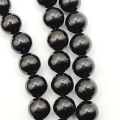 Asian Chinese Inspired Red Carved Cinnabar Black Onyx Bead Beaded Necklace 33 In