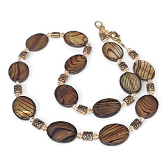 VTG Chunky Artisan Amber Art Glass Beaded Boho Statement Necklace 20″