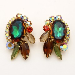 Verified 5120 D&E Juliana Fall Watermelon Heliotrope Vitrail Rhinestone Earrings
