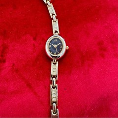 Vintage Gold-tone Bracelet Watch Black Dial Japan Quartz 1999 Rhinestone Links