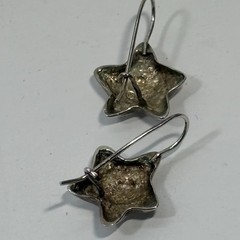 Vintage Signed M Milor Sterling Silver Puffy Etched Star Drop Earrings 3/4″ 3.6g