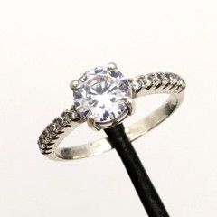 Vintage Elegant RING Silver 925 with Bright Stone -size: 8.5US (18.5mm)| UA #57