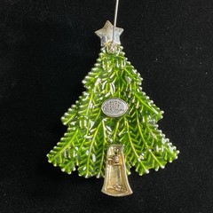 Avon 2008 Brooch 5th Annual Rhinestone Enamel Christmas Tree Pin Dangle Stones