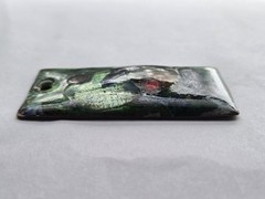Vintage Artisan Rectangle Enamel on Copper Pendant Abstract Signed