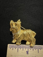 Vintage RARE Signed JOAN RIVERS Yorkie Dog Necklace, Bracelet, and Brooch Set