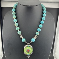 Beautiful Turquoise Necklace With A Beautiful Vintage Pendant