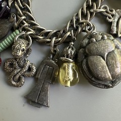 Napier Multi Charms Silver Chain Bracelet 7in. Massive! Charms 1.5in