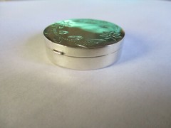 Sterling Silver 925 Pill Box round shape engraved top flat 1-3/8 wide 3/8 high