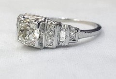 Vintage 18k White Gold Engagement Ring 1.03ct. Natural Old Euro Cut Diamond
