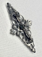 B03 Germany 2.0” Brooch 925 Sterling Silver Style Art Deco 1950s 7mm onyx 5.5g