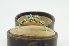 ANTIQUE 18K GOLD TURQUOISE GIARDINETTO / FLOWER RING c1820