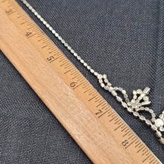 Vintage Christmas Tree Clear Rhinestone Necklace Silver tone 15″