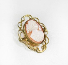 Pretty Vintage Art Nouveau Art Deco Filigree Shell Cameo