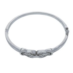 Vintage Sterling Silver 925 Diamond 0.24tcw Infinity Knot Bangle Bracelet 7″