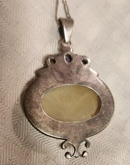 Vintage Prehnite and Peridot Sterling Pendant Necklace