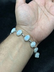 Old Unique Sterling Silver Handmade Bracelet With Natural Good Quality Moonstone