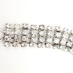 La Rel Rhinestone Clear Sparkling Wide Multi Stone Fancy Dress Vintage Bracelet