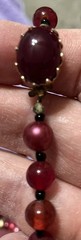 Vintage JAPAN 1940’s Garnet On push in Clasp pearls, beaded 58in long
