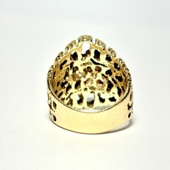 GG Certified Vintage Brutalist 14K Yellow Gold .53ct Diamond Size 7.5 Ring 11.5g