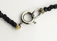 Modern Art Deco Black Clear Cut Crystal Bead Silver Tone Vintage Necklace 31 in