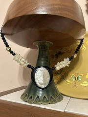 Lot of 2 Vintage Necklaces~Black & White Faux Pearl, Glass, Rhinestones, Plastic