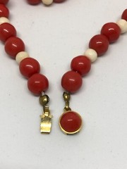 Antique Natural Red&White Coral Beads Necklace