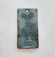 Vintage Artisan Rectangle Enamel on Copper Pendant Abstract Signed
