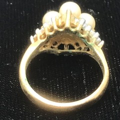 Vintage 18K HGE Gold Plated Delicate Faux Pearl & Crystals Ring varied sizes