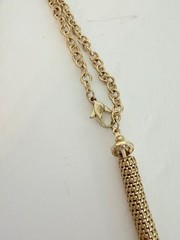 VCLM Gold Tone Mesh Necklace Black Crystal Rhinestone Statement Necklace