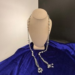 Vintage Sarah Coventry Lariat Necklace Silver Tone 36”