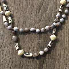 Vintage Long Beaded Necklace Multi-Strand Acrylic Seed Bone Look Bohemian Tribal