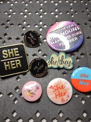 Lot Of Pronoun Themed Pin And Pin Back Buttons Pronoun Lot STBAS