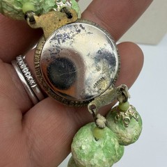 Vtg Faux Jade Necklace Green Sugar Bead Iridescent Large Heavy Statement Japan