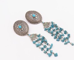 925 Sterling Silver Vintage Earrings SILVER CLOUD Dangling turquoise EG13186