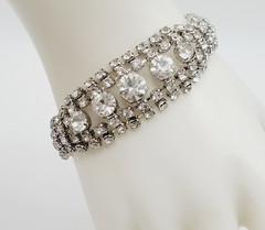 La Rel Rhinestone Clear Sparkling Wide Multi Stone Fancy Dress Vintage Bracelet