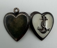 WWII USN Navy Sweetheart Locket Bedford 1/20 12K GF Sterling Silver MOP Anchor