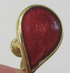 Vintage Pair of Teardrop Earrings with Beautiful Maroon Stone Inserts