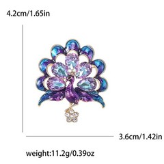 Vintage Style Peacock Bird Rhinestone Crystal Brooch Bird Cyan Pin Pendant Gift