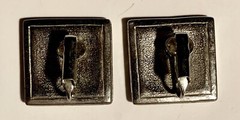 Black & Silver Enamel Retro Geometric Clip-On Earrings Square Vintage