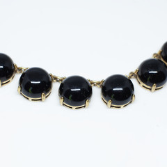 J.Crew Vintage Brass Necklace 9 Round Stones Adjustable Chain Statement Jewelry
